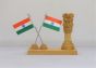 Wooden Ashok Stambh with Double National Flag Type 10 (Natural 8)