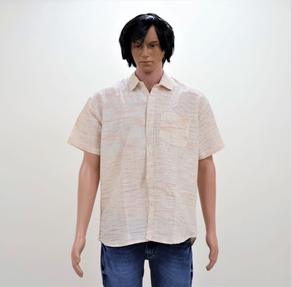 Cotton Shirt Half Sleeves (Orange Lines 40) 