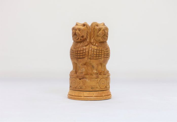 Wooden Ashok Stambh Pen Stand Type 25 (Natural 2)