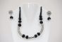 NECKLACE SILVER WITH THREAD BLACK DORI PIPE 