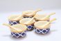 Khurja Pottery Soup Bowl Orange Wt Blu Prt 6+6 Pc