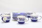 Khurja Pottery Cup Plate  Blu Clr Wt Wht Line Plate 6+6 Pc