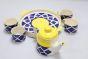 Khurja Pottery Murli Mug Tea Set Yellow + Blu Clr Big