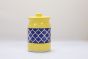 Khurja Pottery Pickle Jar Yellow Clr Wt Blu Line 7.5"