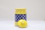 Khurja Pottery Pickle Jar Yellow Clr Wt Blu Line 7.5"