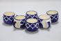 Khurja Pottery Cup Blu Clr Rnd Shape 6 Pc Sml Set