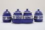 Khurja Pottery Jar + Tray  Wht Clr Wt Blu Prt 4+1