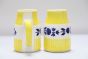 Khurja Pottery Milk Mug Chimni Wht & Yellow Wt Blu Flr Set Of 2