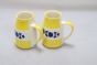 Khurja Pottery Milk Mug Chimni Wht & Yellow Wt Blu Flr Set Of 2