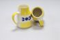 Khurja Pottery Milk Mug Chimni Wht & Yellow Wt Blu Flr Set Of 2