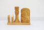 Wooden Pen Stand with Ashok Stambh and Card Holder Type 6 (Natural 4)