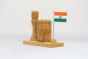 Wooden Pen Stand with Ashok Stambh and National Flag Type 8 (Natural 6)