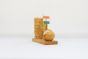 Wooden Pen Stand with Clock and National Flag Type 13 (Natural 10)