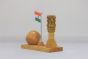 Wooden Ashok Stambh with National Flag & Clock Type 17 (Natural 12)