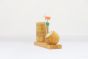 Wooden Pen Stand with Clock and National Flag Type 18 (Natural 13)