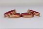 Glass Bangle set of 4 Red Check 2x6