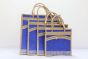 Jute Bag Combo Zipper Pack Set Of 4 Pc Blue 1