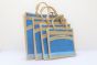 Jute Bag Combo Zipper Pack Set Of 4 Pc Sky Blue