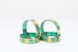 Glass Bangle set of 4 Green Line