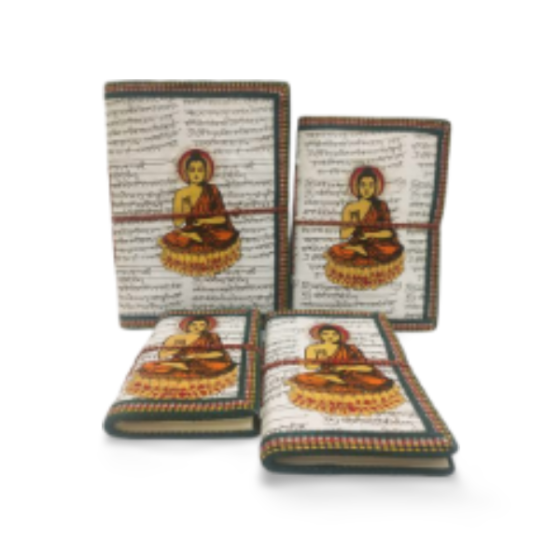 DIARY BAHI DEVNAGRI BLACK PRINT BUDDHA WHITE (4 PCS)