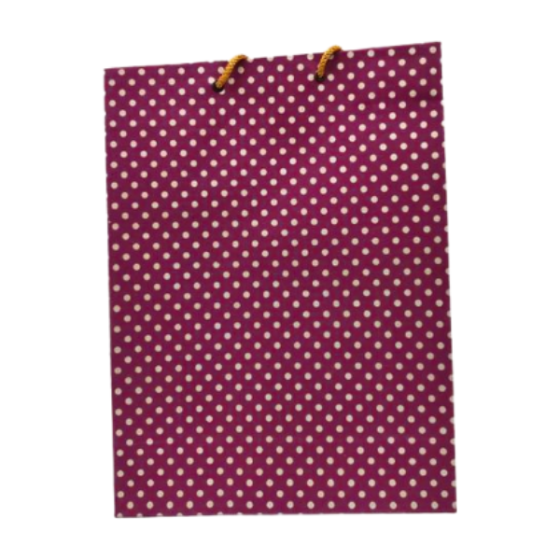 HANDMADE PAPER BAG DARK PINK WITH DOTS 10"*13"