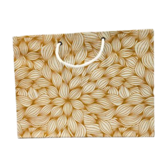 HANDMADE PAPER BAG WHITE WITH GOLDEN PETAL 9"*12"