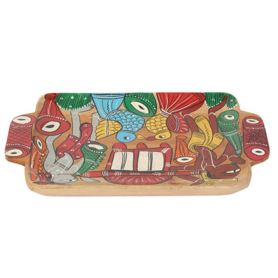 Tray Pattachitra Painting Sheesham Wood Image 1