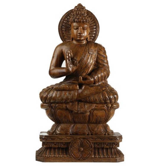 Idol Budhha Wood Carving Antique 24"*12"(2 Feet)