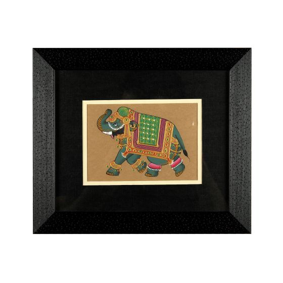 Miniature Painting Elephant Design Hardpaper With Frame Image 1