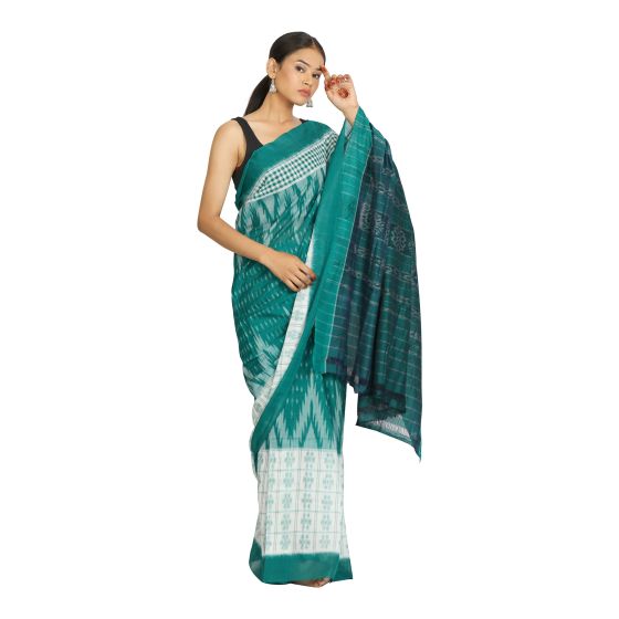 SAMBALPURI CTN GREEN WITH WHITE 