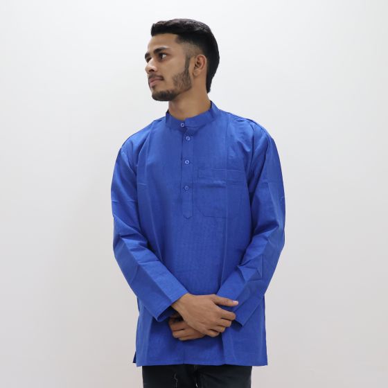 Cotton Short Kurta Full Sleeves (Dark Blue 44)