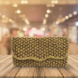 Embroidered B Envelope Clutch Brown