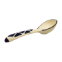 Khurja Pottery Serving Spoon Rnd Wht + Blu Clr 9"