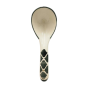 Khurja Pottery Serving Spoon Rnd Wht+Gray 9"