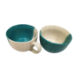 Khurja Pottery Soup Cup Blu Clr with White Set Of 2