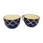 Khurja Pottery Soup Cup Blu Clr Wt Wht Line Set Of 2