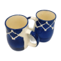 Khurja Pottery Milk Mug Chimni Wt Wht & Blu Clr Set Of 2