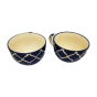 Khurja Pottery Soup Cup Blu Clr Wt Wht Line Set Of 2