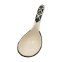 Khurja Pottery Serving Spoon Rnd Wht+Gray 9"