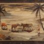 Wall Hanging Mysore Inlay Beeding Village Cow And Tree 18*36" 