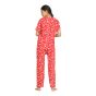 NIGHT SUIT RED WITH WHITE FLOWER XL