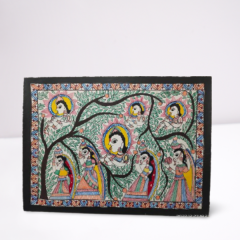 Painting Madhubani Krishna Gopi Handmade Paper 22X30"