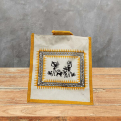 Carry Bag Jute Painting Yellow