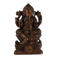 Idol Ganesha Wood Carving Antique 24"*12"(2 Feet)