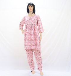 Night Suit Big Flwr Print W & Pink