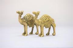 Brass Figurine A Black Camel Set Of 2 