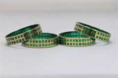Glass Bangle set of 4 Green Check 2x8