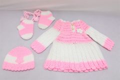 Kids  Dress Set Pink & White