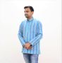 Cotton Short Kurta Full Sleeves (Broad Lines Light Blue 40)