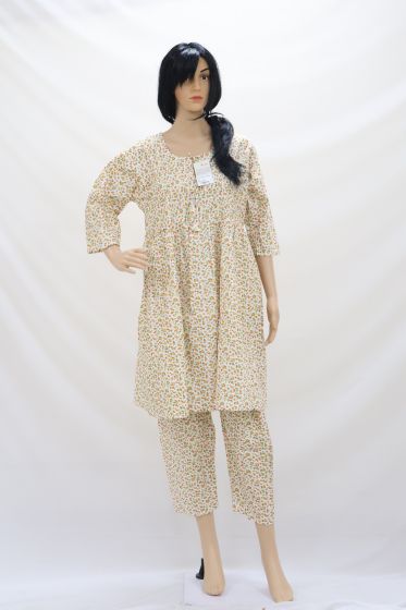 Night Suit Barik Print W & Ora/Green